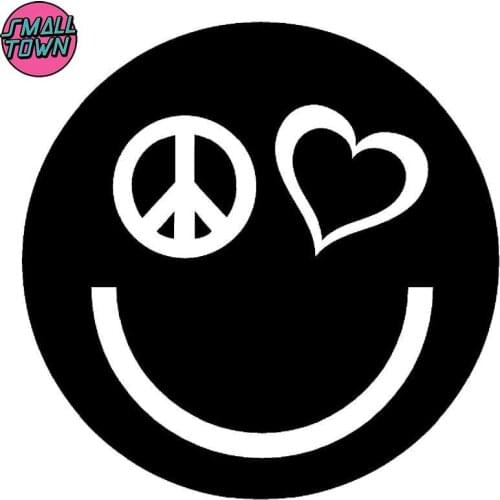 Small Town 17cm*17cm Peace Love Happiness Fashion Car Accessories Car Sticker Black/Silver S3-5433