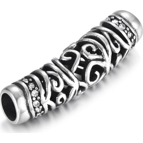 Stainless Steel Tube Beads Curved Hollow Polished 6mm Hole Tubular Bead Metal Charms DIY Accessories for Jewelry Making