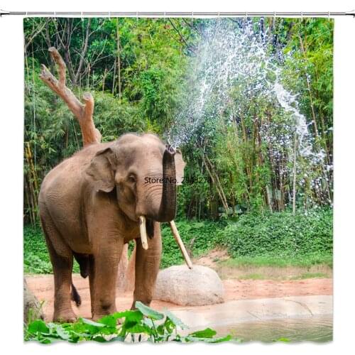 Panda Penguin Elephant Cute Funny Cartoon Simple Shower Curtain Waterproof Polyester Fabric Shower Curtain Bathroom With 12 Hook