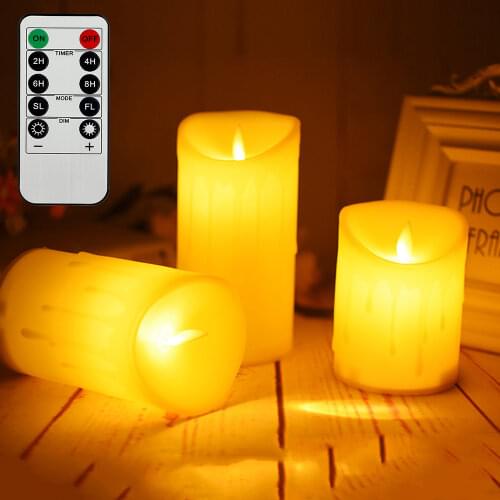 3pcs LED Candle Flameless Flickering Electrical Paraffin With Remote Lovely Night Light Home Decoration Wedding Party Supplies