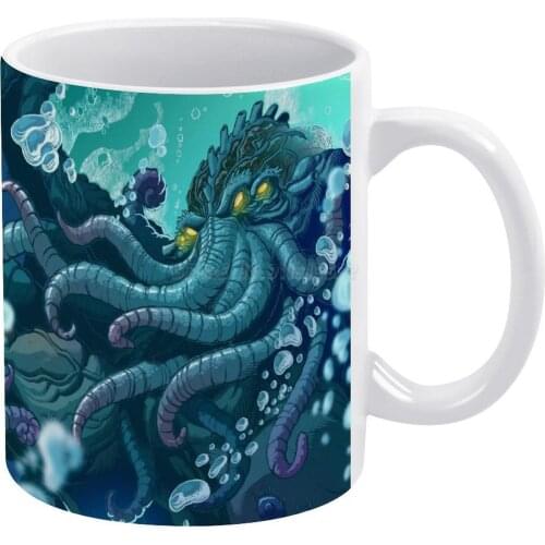 The Dreamer Awakes White Mug Ceramic Mug Creative Mug Cthulhu Lovecraft Literature Fan Art Cartoon Manga Anime Comic Seijin