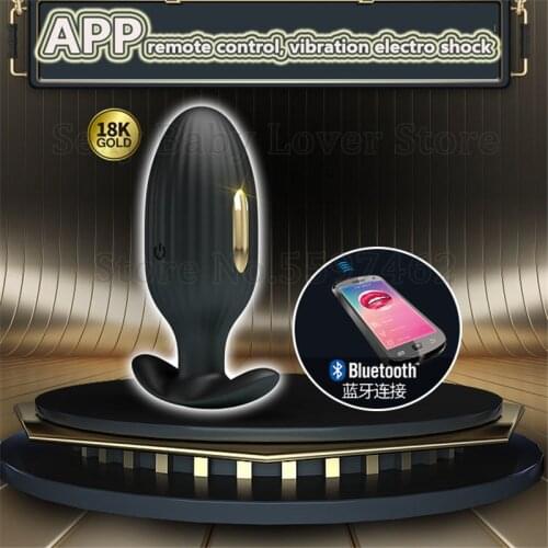 Bluetooth APP Remote Control Electro Shock Anal Vibrator Male Prostate Massager Vibrating Butt Plug Adult Sex Toys For Men Women