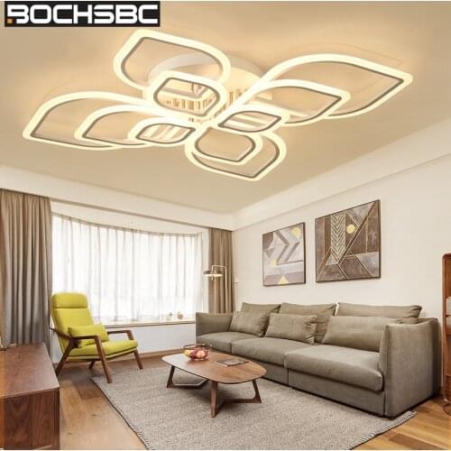 BOCHSBC 2/4/6/8/10 Ring Led Chandelier for Bedroom Living Room Dining Room Acrylic Lampshade Ceiling Chandelier Lighting Fixture