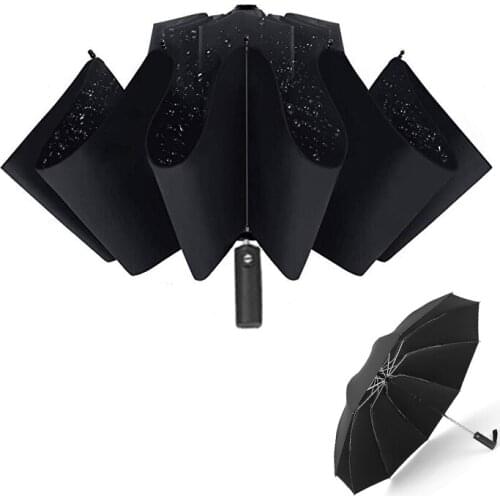 Reverse Large Folding Umbrella Rain Woman Business Men Automatic Umbrellas Windproof Male Parasol Paraguas Sunny&Rainy Umbrellas