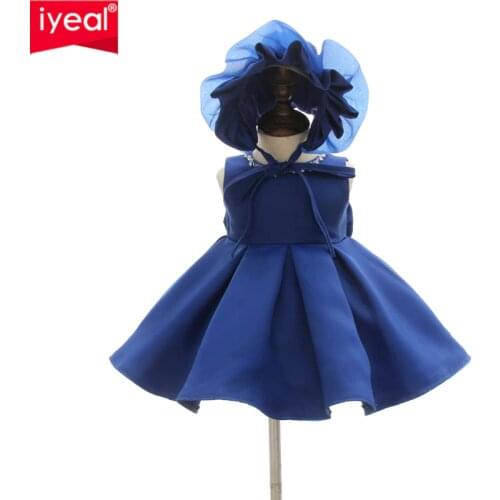 IYEAL Flower Toddler Baby Girl Infant Princess Dress With Hat Baby Girl Wedding Dress Kids Party Vestidos for 1 Years birthday