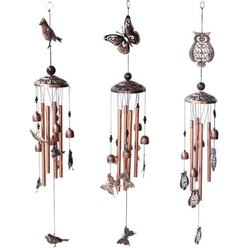 Retro Style Iron Art Wind Chimes Garden Patio Outdoor Wall Hanging Ornament Creative Butterfly Owl Metal Wind Bells Home Decor