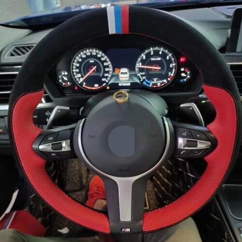 DIY Car Steering Wheel Cover Soft Genuine Leather For BMW F87 M2 F80 M3 F82 M4 M5 F12 F13 M6 F85 X5 M F86 X6 M F33 F30 M Sport