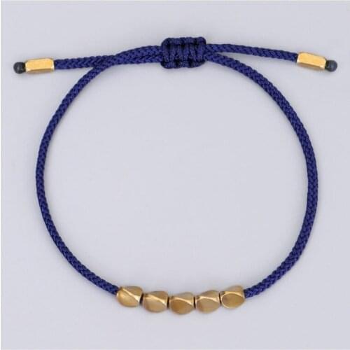 E56A Ladies Mens Layered Wrap Braided Bracelet Adjustable Cord Rope with Copper Beads Handmade Lucky String Wristband 3x/Set