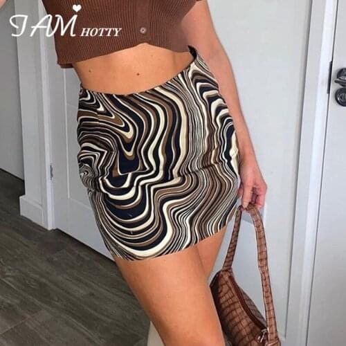 IAMHOTTY Paisley Printed Straight Mini Skirt Women Harajuku 90s Aesthetic High-waisted Skirts Summer Vintage Korean Style Outfit