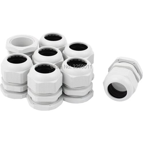 25PCS Cable Glands PG29 Black White Waterproof Adjustable Nylon Connectors Joints With Gaskets 18-25mm For Electrical Appliances