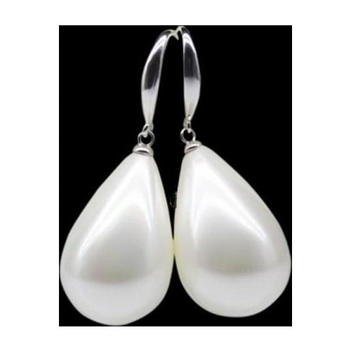 Classic Natural South Sea Shell Pearl 16mm white WaterDrop beads dangle hook Earrings Jewelry Woman gift