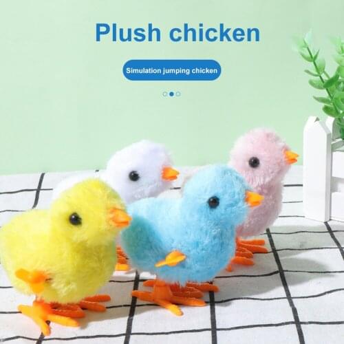 Cat Winding Plush Chick Clockwork Jumping Walking Toy Pet Cartoon Chicken Toy Wind Up Hopping Chick Animal Toy Pets Supplies