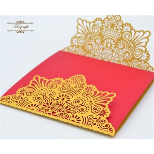 2017 hot new products specialty gold paper laser cut wedding invitation card