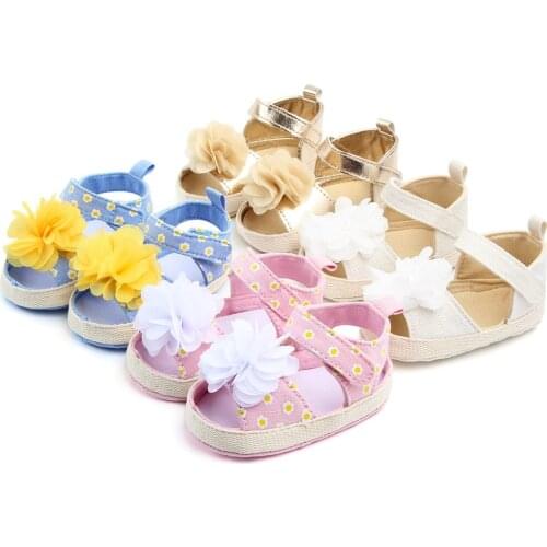 Fashion Newborn Baby Summer Shoes for 1 Year Girl Sandales Infant Open Toe Sandalen Toddler Soft Sole Flowers Princess Footwear