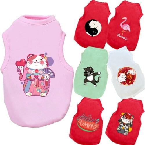 Dog Clothes for Small Dogs Cute Printed summer Pets tshirt Puppy Dog Clothes Pet Cat Vest Cotton T Shirt Pug Apparel Costumes