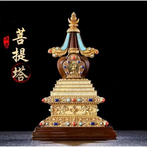 Wholesale Buddhist articles high grade pagoda Tantric talisman Tibet Buddhism temple buddha dagoba stupa tower brass statue
