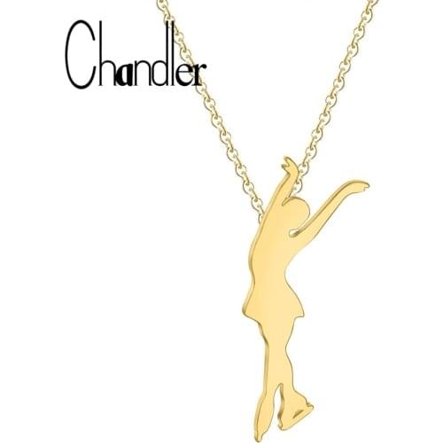 Chandler Figure Skating Necklace Ice Skate Choker Necklaces For Women Steampunk Dancer Sports Jewelry 316L Steel Charm Collars