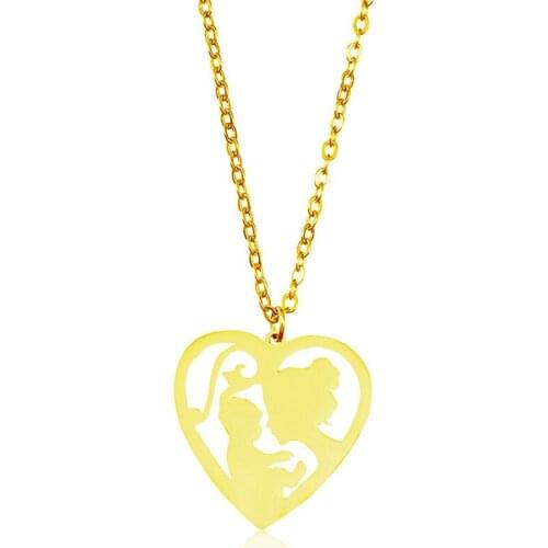 Elfin Mother and Baby Necklace High Quality 304 Stainless Steel Mom and Baby Pendant Necklace Mothers Day Jewellery Gift