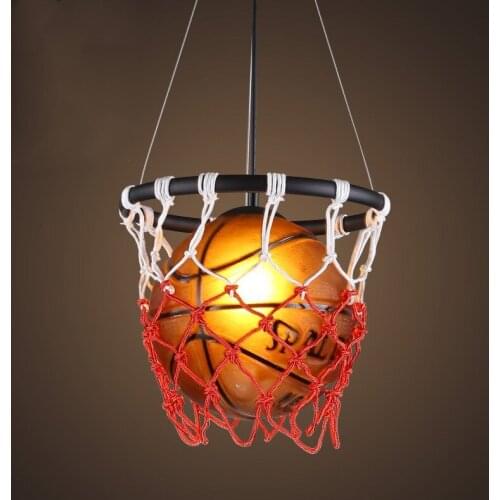 Basketball Pendant Lights Industrial Loft Hanging Lamp for Kids Room Pendant Lamp Children Holiday Gift Home Deco Light WF1110