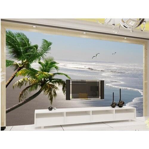 Custom 3d photo wallpaper Beautiful beach scenery of the beach wallpaper for walls Home Decoration