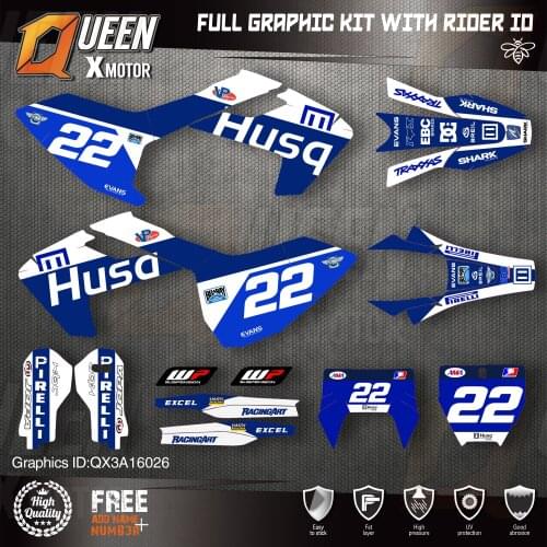 QUEEN X MOTOR Custom Team Graphics Decals Stickers Kit For Husqvarna Decal 2016-18 TC FC TX FX FS 17-19 TE FE 125-450CC 026