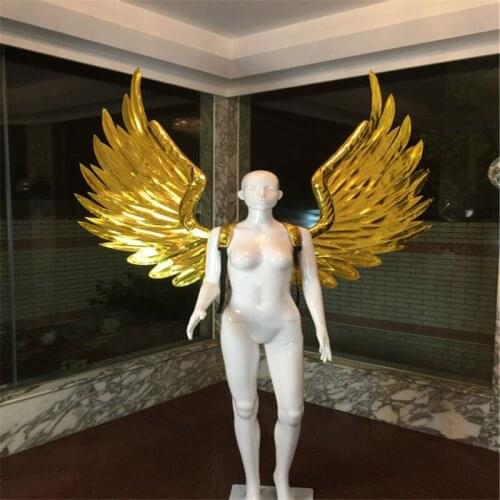 S70D Female ballroom dance costumes stage show catwalk wears wings gold mirror dress club outfit cosplay outfit party clothe bar