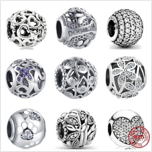 The new Silver Shiny Flower Heart Bough Circular Bead fit Pandora Charm Silver 925 Bead Pendant Bangle with stylish DIY jewelry