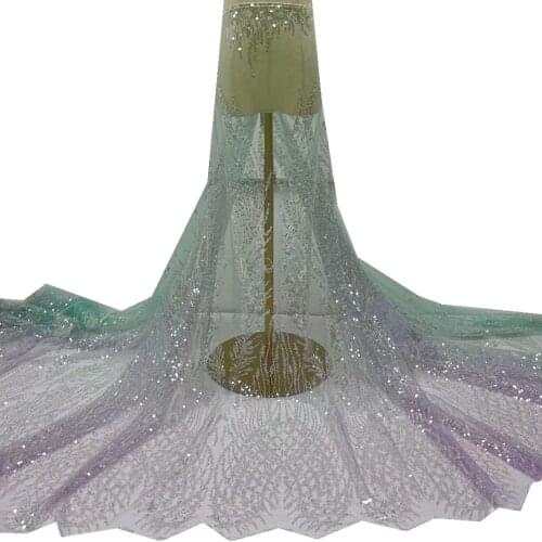 SJ Lace Tulle Lace Fabric 5yards 2021 High Quality French Lace Fabric African Lace Fabric Sequins Nigerian Fabric Wedding j3-71