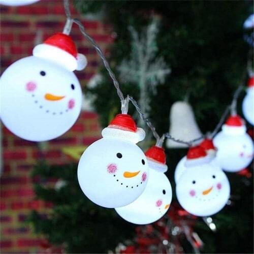 LED Snowman Christmas Tree Garland String Lights Snowflakes String Fairy Lamp Hanging Ornaments for 2020 Navidad Natal New Year
