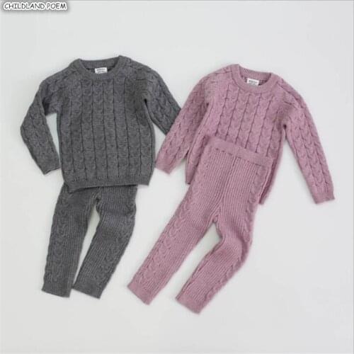 Knitted Baby Clothes Autumn Winter Baby Clothing Set Woolen Kids Todder Baby Boy Clothes Baby Sweater + Pants Baby Girls Clothes