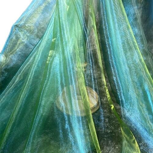 Green Gradient Color Mesh Lace Fabric Laser Diy Children Clothing Wedding Dress Designer Fabric V2976