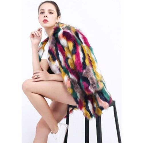 Liva girl Winter color fur coats Women Elegant Fur Coats Colorful Faux Fur Coat Fashion Long Sleeve Casual Woman Fur coat