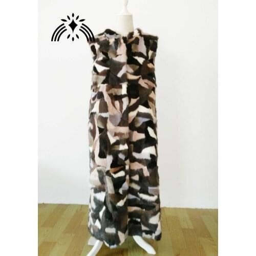 Real genuine natural mink fur vest women fashion multi-color colorful long gilet girls jacket