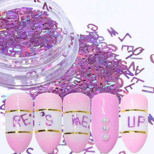 10g/bag English Letters Sequins Glitter Patch Nail Jewelry Nail Eye Makeup Sequin Crystal Jewelry Filling Accessories