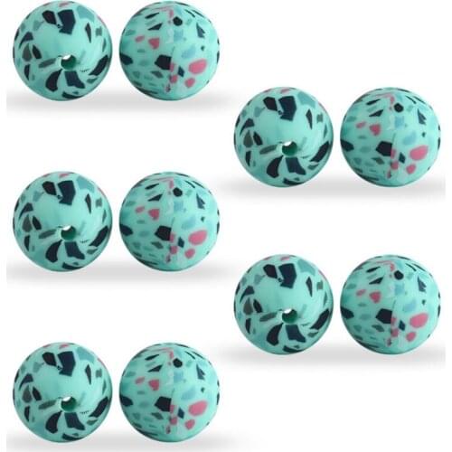10Pcs/Pack 15mm Leopard Print Silicone Beads DIY Teething Pendant Accessories F3ME