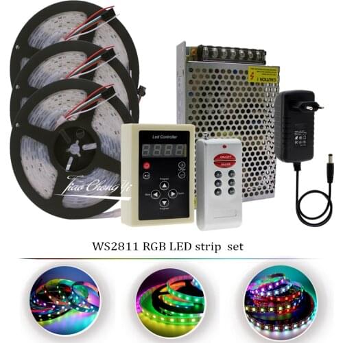 12V RGB Dream full color 5050 WS2811 30LED/M LED Strip Light +RF Remote controller + LED Power kit
