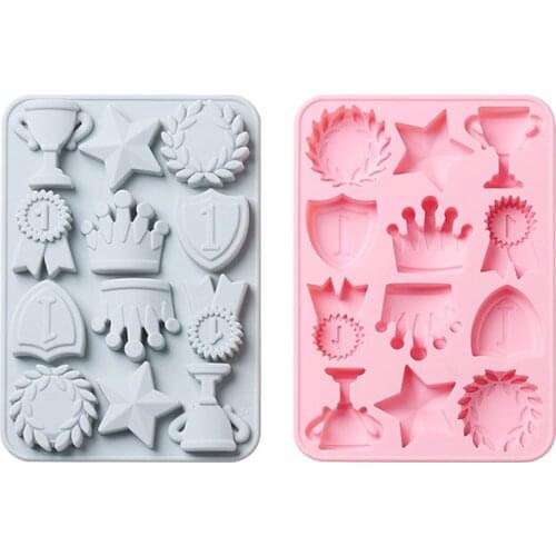 12 Cells Crown Trophy Style Baking Silicone Mould Food Grade Materials DIY Chocolate Biscuit Pastry Cake Molds