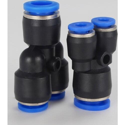 Fit 4/6/8/10/12/14/16mm OD Tube Y-Shaped 3 Way Spliter Pneumatic Push In Connector Quick Release Air Fitting