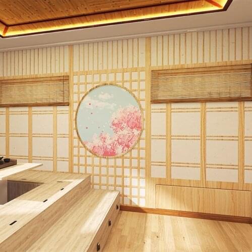 3D Antique Japanese imitation wooden door mural Mount Fuji Sakura sushi restaurant tatami background wall bedroom wallpaper