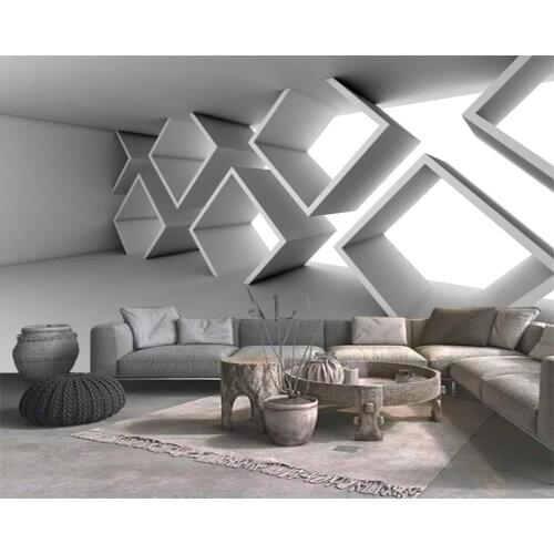 Beibehang Custom 3D Cement Wall Geometric Building Space Expansion Photo Wall Painting Abstract Art papel de parede Wallpaper