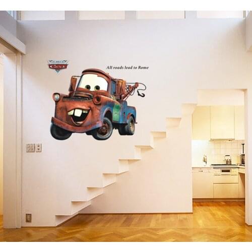 3D Broken Mater Truck Car For Boys Bedroom Self Adhesive Kids Room Wallpaper Cartoom Car Poster Mural Lightning Wall Stickers
