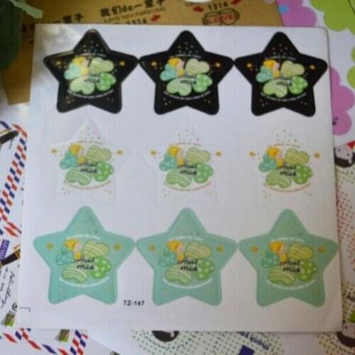 450PCS/lot 3 Colors Clover Star Design Kraft Paper Seal Sticker For Baking Creative DIY Package Label Decoration Label Sticker