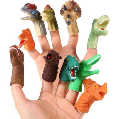 5/10Pcs Mini Cartoon Dinosaur Simulation Party Prop Hand Finger Puppet Cover Toy