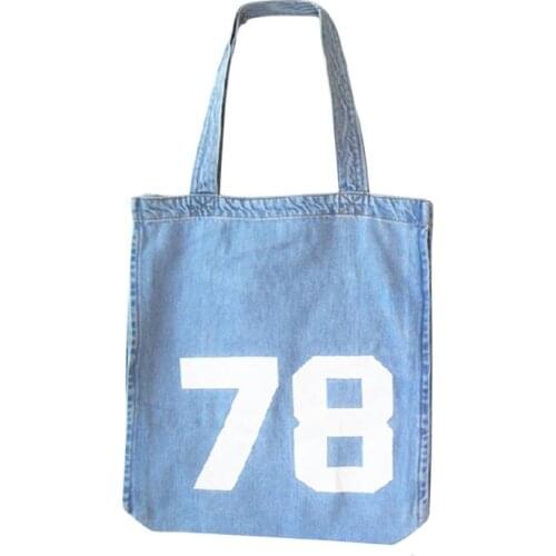 5PCS / LOT Shopper Bag Womens Creative Print Canvas Bag Denim Shopping Bag Large Capacity Handbag