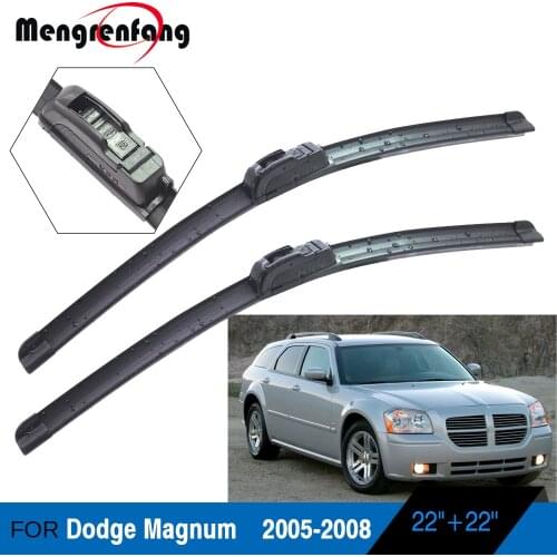 For Dodge Magnum Car Soft Rubber Wiper Blades Front Windscreen Wiper Blades J Hook Arms 2005 2006 2007 2008