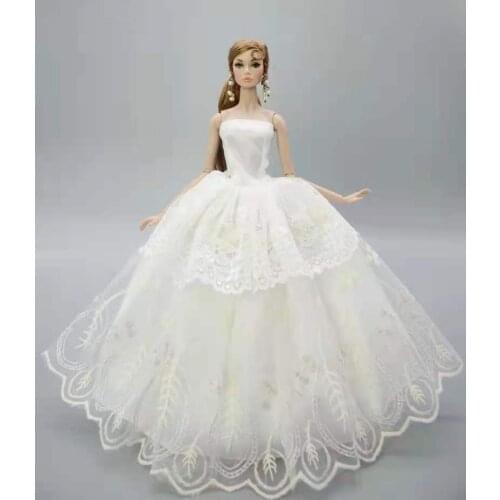 Off White Floral Lace Princess Dresses 11.5" Doll Outfit For Barbie Dolls Clothes Wedding Party Gown 1/6 BJD Accessories DIY Toy