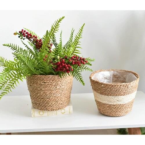 Flower Baskets Bosain Decor Garden Flowers Vase Woven Straw Rattan Storage Organizer Pots Home Decoration
