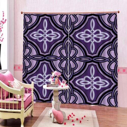 Purple Geometric Picture pattern Shower Curtain 3d Digital print living room blackout curtains