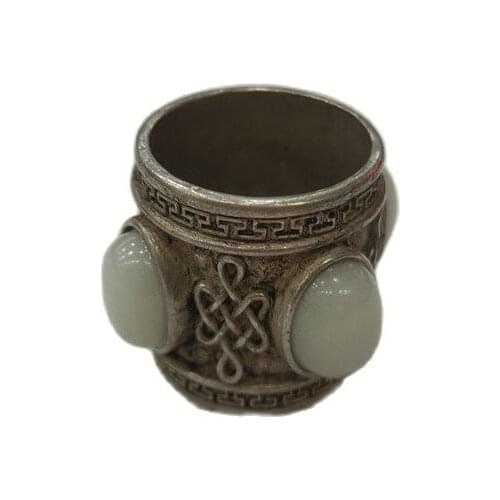 Chinese jade luminous inlaid ring