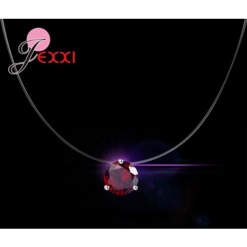 Nice Gifts For Girls Fashion 925 Sterling Silver Invisible Transparent Fishing Line Zircon Fashion Women Pendant Necklace